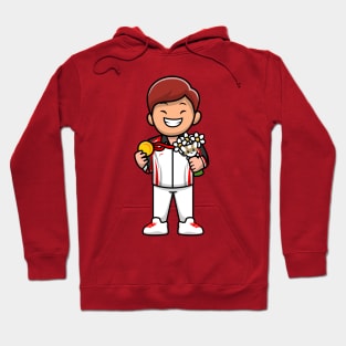 Cute Boy Winning Champion Cartoon Hoodie